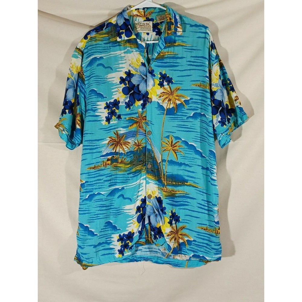 Thumbs Up For Him Hawaiian Short Sleeve Button Up Shirt Size Medium